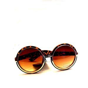 Circle Designer Style Gold Tone Trim Shades Sunglasses
